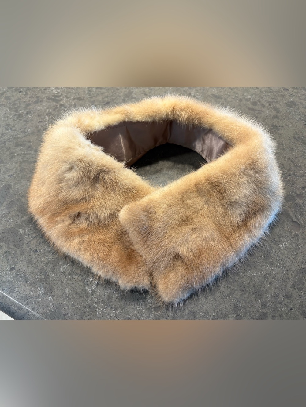 Vintage Genuine Mink Fur Collar Wrap Detachable Coat Collar Satin Lined